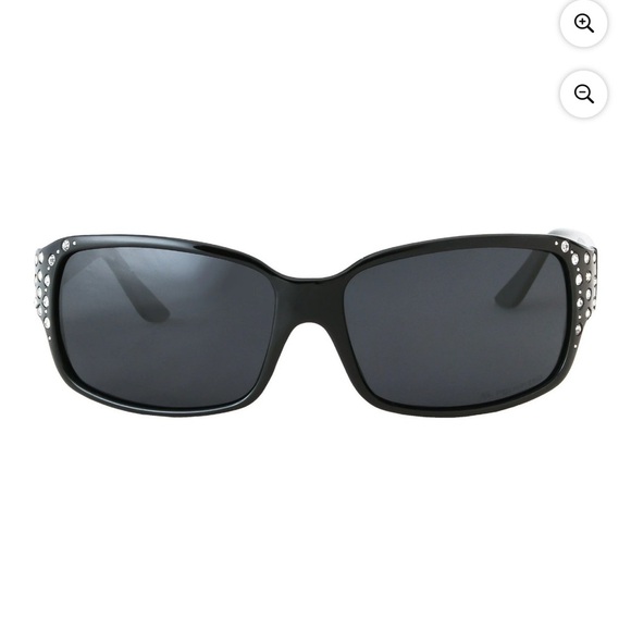 HZ Series Diamante-Women's Polarized Sunglasses-Black Frame-Dark Smoke Lens - Picture 2 of 6